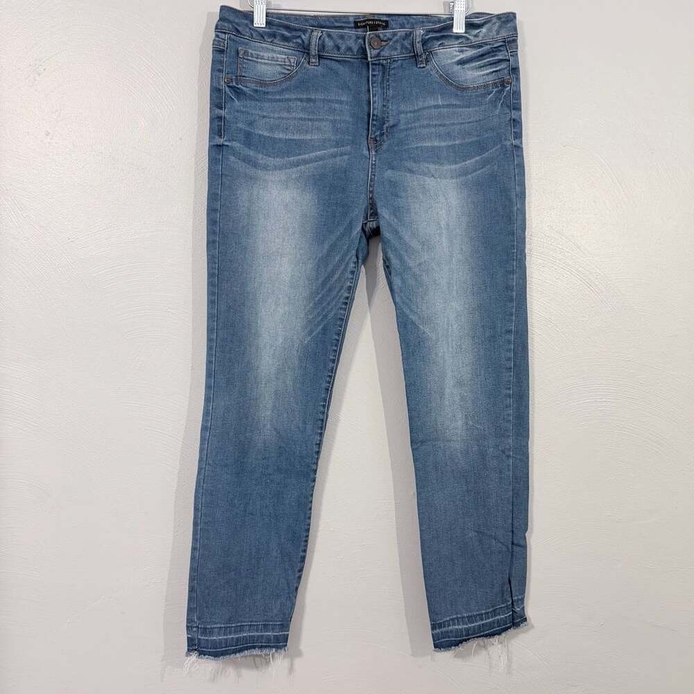 Signature Studio Denim Jeans Size 16 Blue Cropped Raw Hem